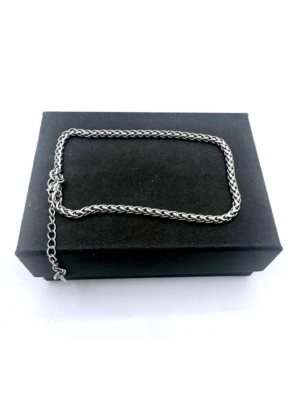 Stainless steel - 316L (surgical steel) men's wheat chain bracelet